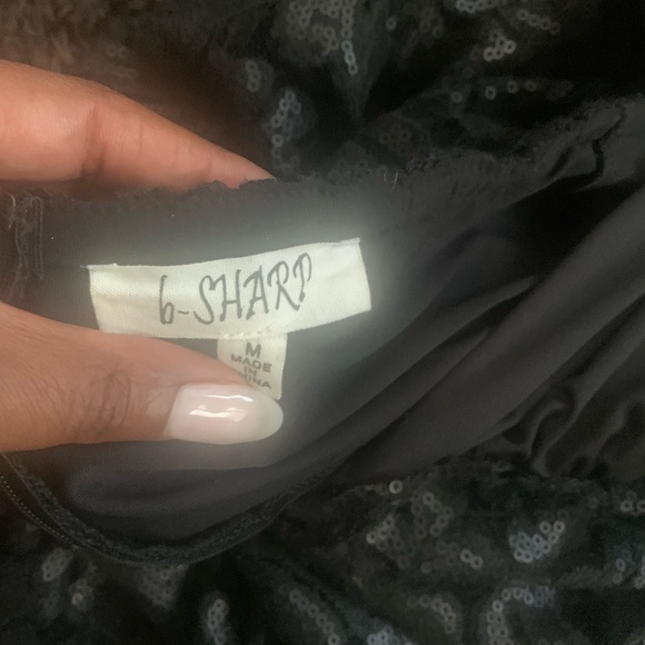 B-Sharp black, lace shirt with bow-tie, halter top Size Medium - Picture 6 of 6